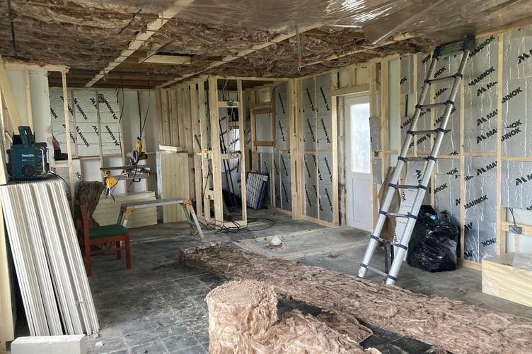 Work underway at the Badock Sun Lounge (Picture: Holsworthy Town Council)