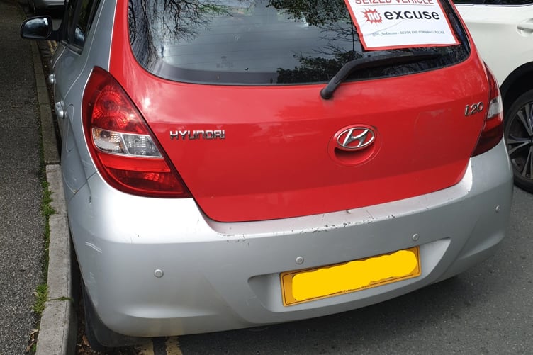 The Hyundai i20 which was seized by Devon and Cornwall Police in Bodmin (Picture: Devon and Cornwall Police)