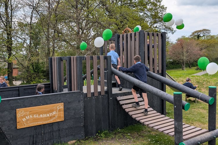 After its official opening and christening, school children from Holsworthy Primary School are the first to 'officially' play on HMS Gladiator. (Picture: Aaron Greenaway/Tindle)