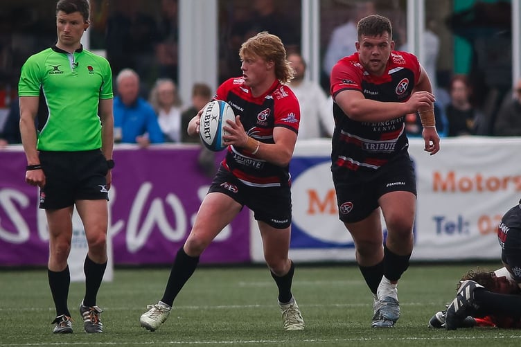 Cornish Pirates replacement Will Becconsall breaks clear against Coventry in their Championship clash