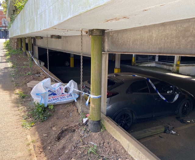 Car park closed after vehicle hits pillar 