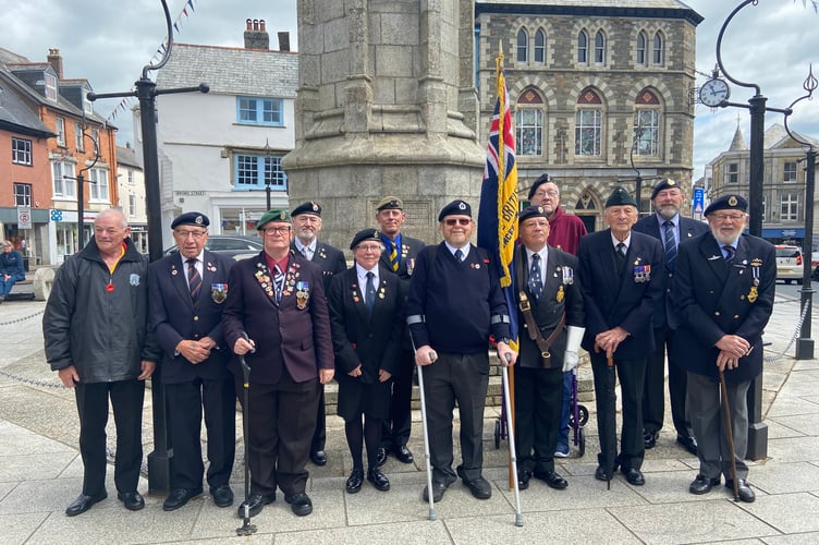 Veterans of Launceston and beyond stand by the war memorial following the service of remembrance for VE Day 80th anniversary 