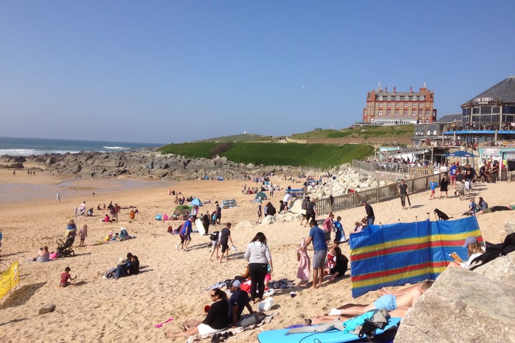 Fistral beach in Newquay on a sunny spring day. Picture: Andrew Townsend