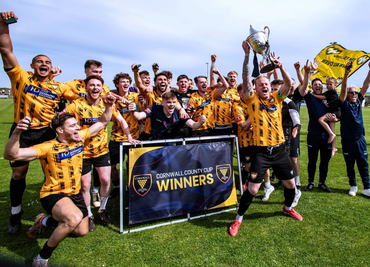 Falmouth Town Senior Cup celebrations.
