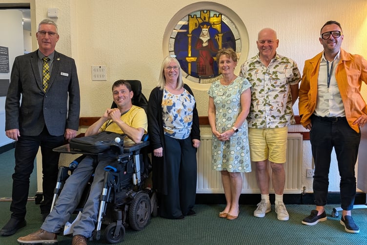 The chairs of Bodmin Town Council's committees. From left to right: Cllr Jeremy Cooper (policies and resources), Cllr Pete Skea (planning), Cllr Liz Ahearn (mayor), Cllr Karen Phillip (community services), Cllr Mike Barbery (deputy mayor) and Cllr Jody Renals (estates). Picture: Aaron Greenaway/Tindle
