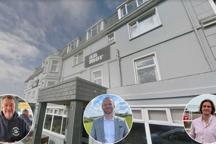 An Mor Hotel and inset (left to right): Peter La Broy, Ben Maguire and Calum McGrath (Picture: Google/Tindle)