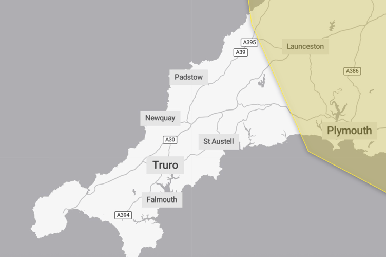 Met Office yellow weather warning area 