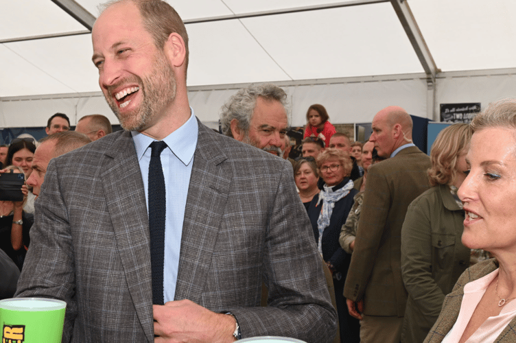"Cheers' to a rather wet royal visit for Prince William, the Prince of Wales and Duke of Cornwal, and Sophie the Duchess of Edinburgh on Friday, June 6, who were pleased to dive under the shelter of the Cornwall Food and Drink Tent and partake in a taster of Cornish cider. (Pictures: Adrian Jasper)