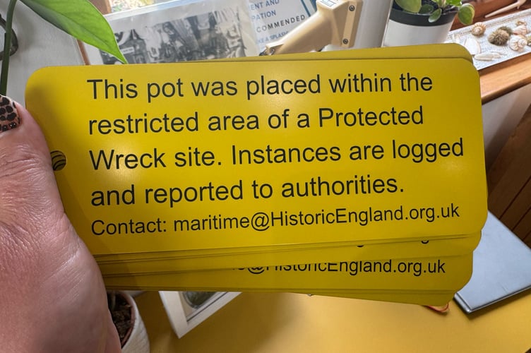mage of the tags attached to illegally placed fishing pots 