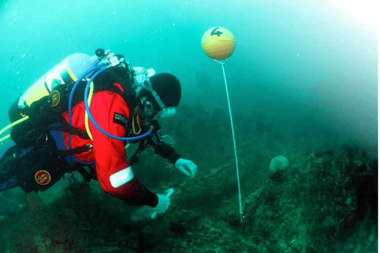 Photo of diver at the HMS Coronation site 