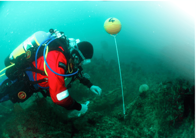Photo of diver at the HMS Coronation site