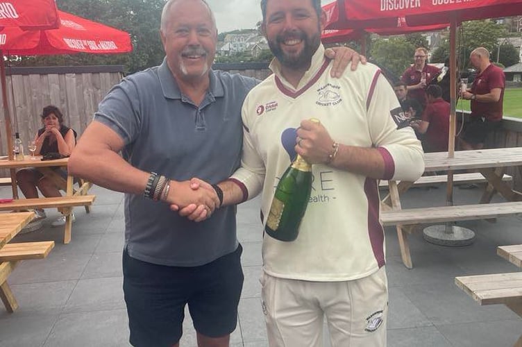 Wadebridge's Callum Wilson received his man of the match prize after starring with both bat and ball in his side's victory over Werrington. Picture: (Wadebridge Cricket Club)