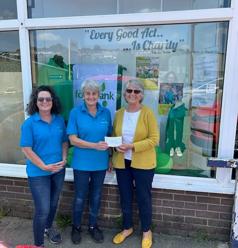 Volunteers from Launceston Food Bank received a cheque from monies raised by Launceston Inner Wheel