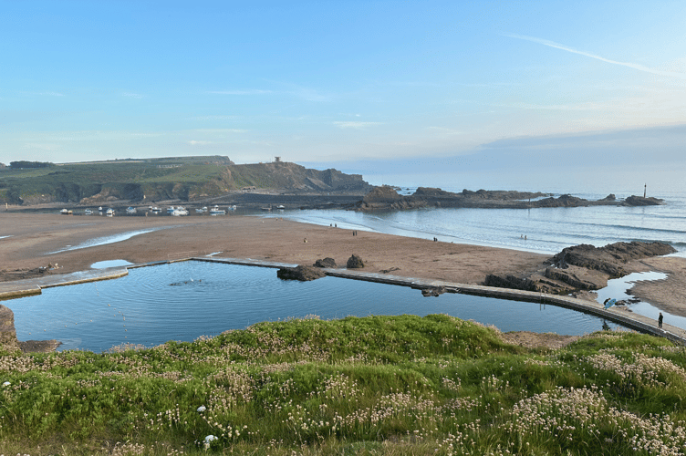 Sumerleaze Beach Bude taken from above Bude Sea Pool
