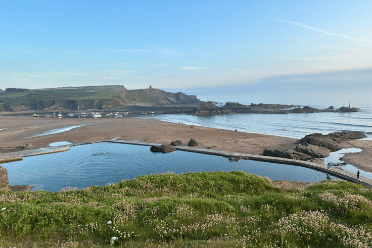 Sumerleaze Beach Bude taken from above Bude Sea Pool
