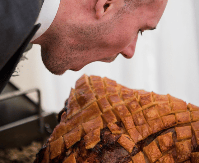 Groom's hog roast challenge at wedding