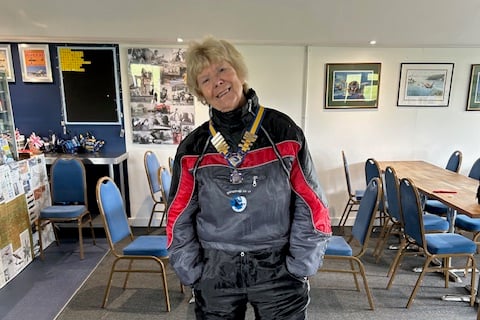 President of Bude Inner Wheel, Di McDougall ready to take off on her gyro flight