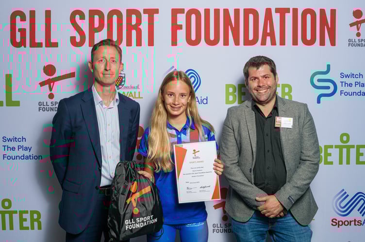 Pictured are regional director Jamie Coleshill, Naomi Hawkins, and Cllr Leigh Frost (Picture: GLL)