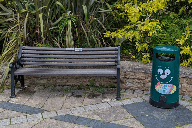 One of the newly installed recycling bins in Callington at St Mary's Square featuring a design by the First Callington Scouts. (Picture: Callington Town Council)