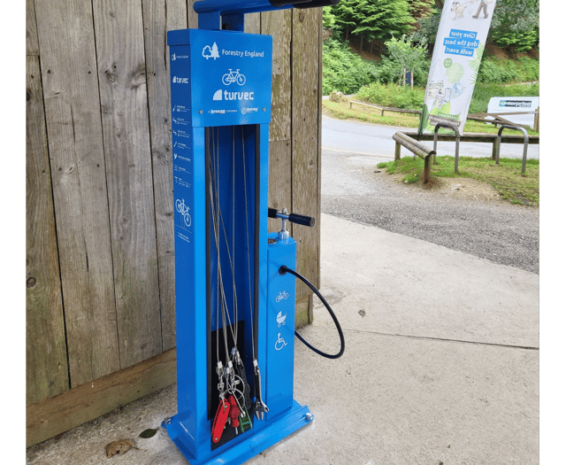 Bike repair stand installed