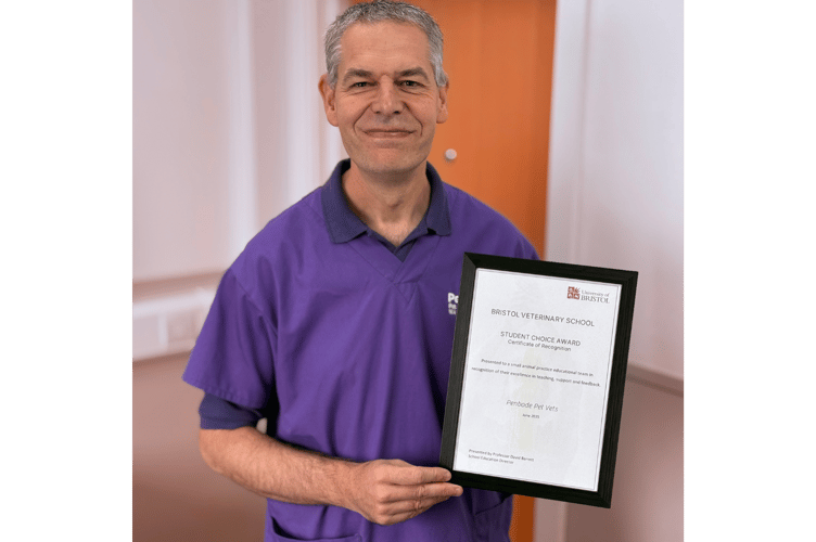 Mark Banks, pictured with the award (Picture: VetPartners)
