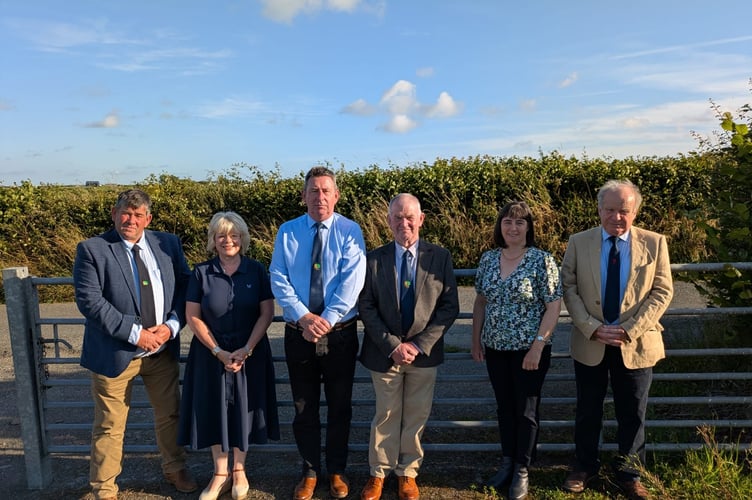 The Holsworthy & Stratton Agricultural Show committee (from left to right) vice-chairman Mr M Northcott, honorary treasurer Mrs A Blackman, chairman Mr I Rolinson, president Mr M Mill, secretary Mrs F Cleave, showground director Mr J Medland