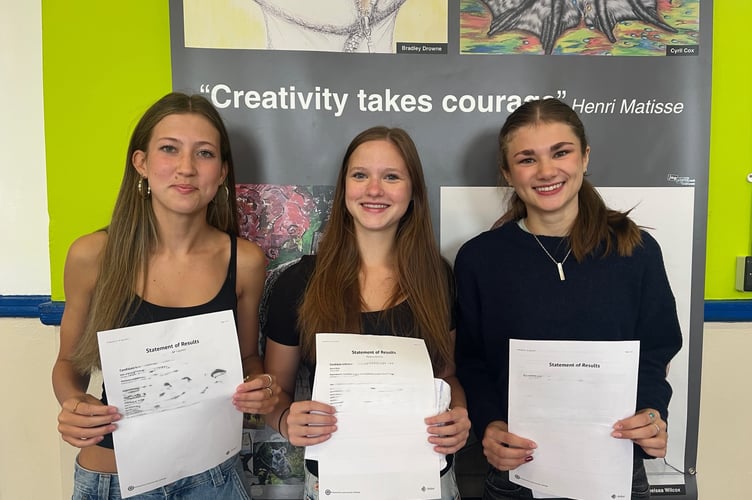 Lauren, Emilia, Ruby show off their results (Picture: Holsworthy College)