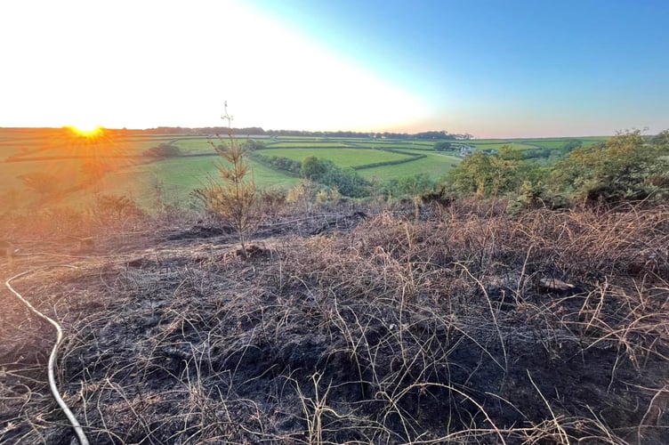Some of the wreckage after the wildfire at Milton Abbot (Picture: Holsworthy Fire Station)