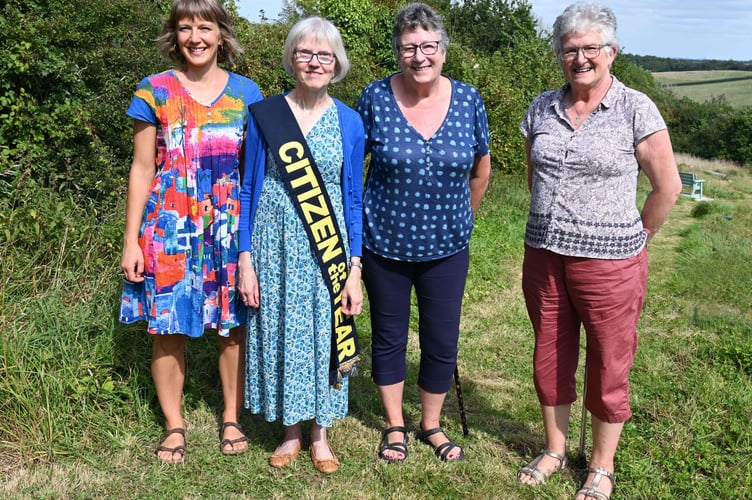 Pictured at Poor Mans Piece, Week St Mary, are trustee Anna Snellgrove, Citizen of the Year Trina Ward and trustees Linda Cobbledick and Lesley Booker