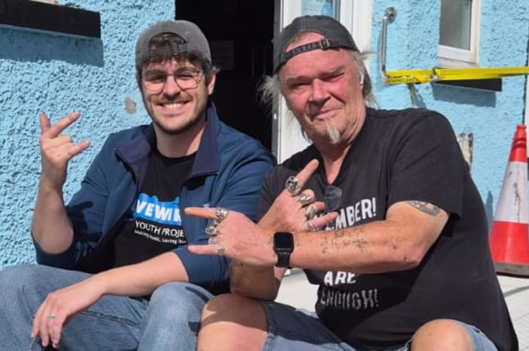 Joe Day and Andy Rance outside the hugely popular Livewire Youth Music facility on Saltash's Waterside