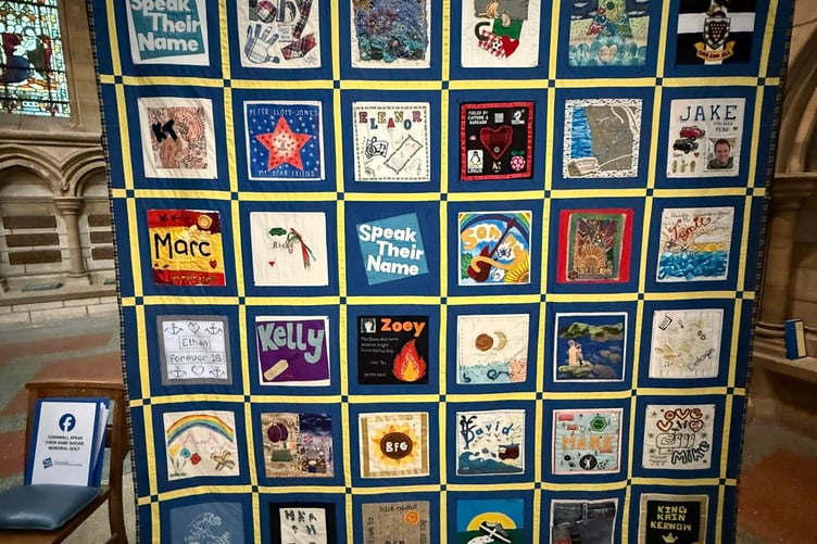 The Cornwall Speak Their Name quilt made its debut on September 14 at Truro Cathedral where it was blessed by Reverend Keiren Marwood.