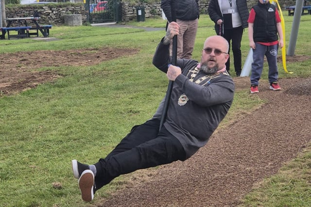 Mayor leads the way on Callington’s new zip wire