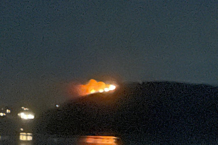 The fire as seen from a distance at Brea Hill (Picture: Wadebridge Community Fire Station)