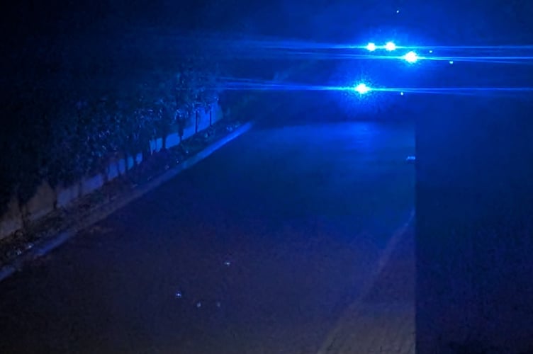 A police car at the scene of the location where Mr Weir was apprehended (Picture: Submitted)