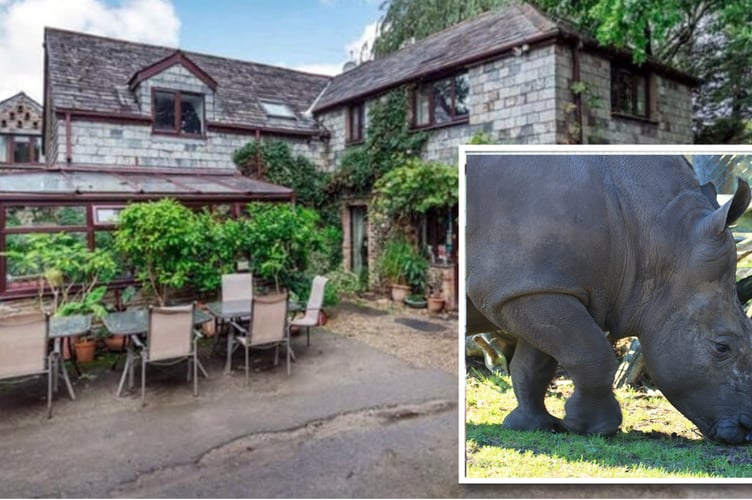 St Leonard's Equitation Centre with a white rhino (inset)