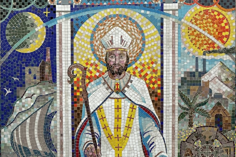 Detail from a mosaic in St Augustine of Hippo Roman Catholic Church.