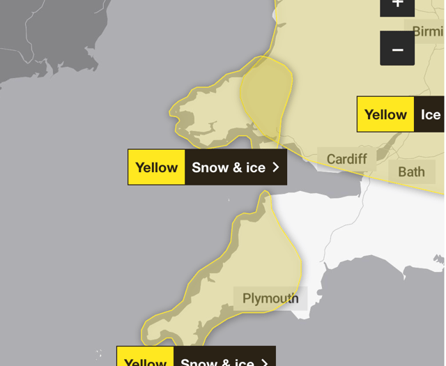 Met Office issue snow and ice weather warning 