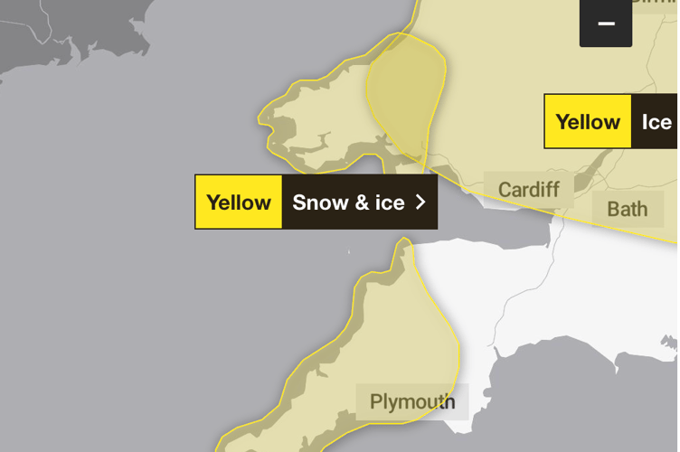Yellow weather warning issued for snow and ice. (Picture: Met Office)