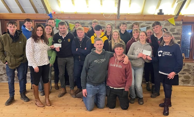 Callington Young Farmers were on hand to present cheques for £500 to both the Farming Community Network and Cancer Research UK