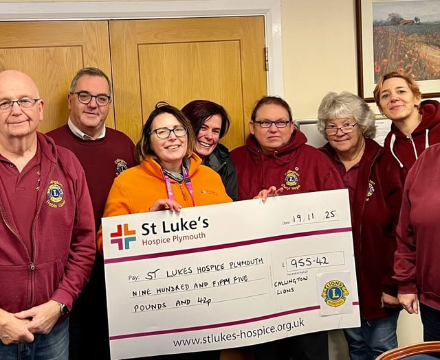 Fundraiser helps Callington Lions donate funds to St Luke’s Hospice