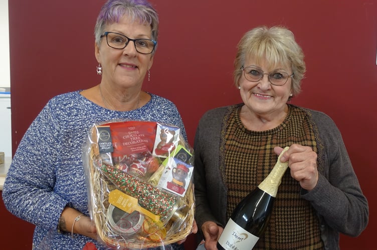 Carol and Bev with the Christmas Raffle