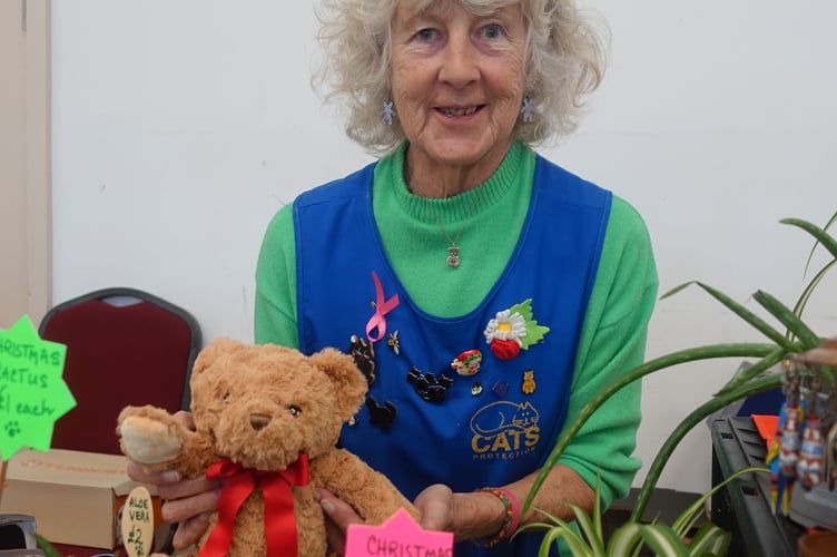 Getting in the Christmas spirit is Daphaine on her plant stall