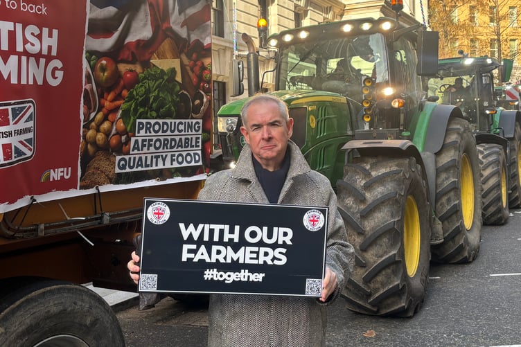 Sir Geoffrey Cox KC MP showing his support for farmers who protested in Parliament. (Picture: Sir Geoffrey Cox KC)