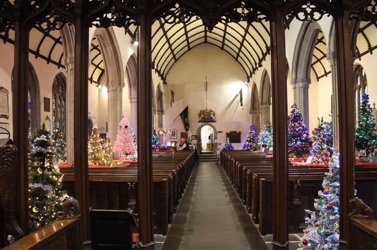 The Christmas Tree Festival in St Mary Magdalene's Church, Launceston, provided a festive backdrop for the Advent carol service held on Sunday, November 30