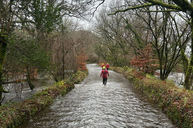 Draynes Valley is completely impassable due to flooding and Liskeard firefighters have had to come to the rescue of people stranded. (Picture: Liskeard Community Fire Station)