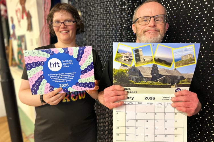 The charity calendar features locations around Cornwall.