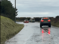 Cornwall roads flooded by heavy rain