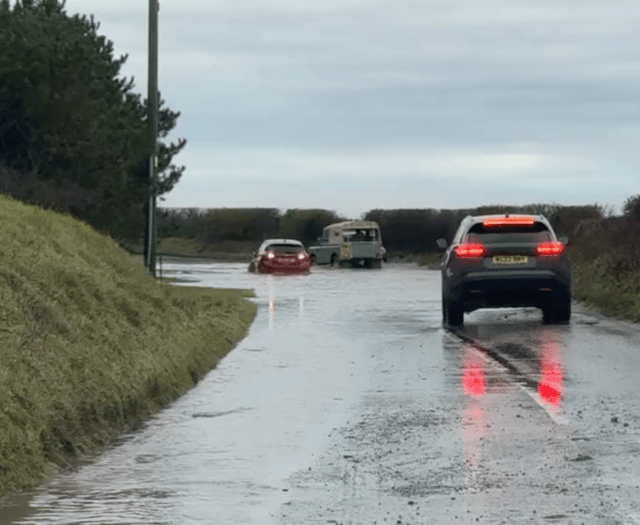 Cornwall roads flooded by heavy rain