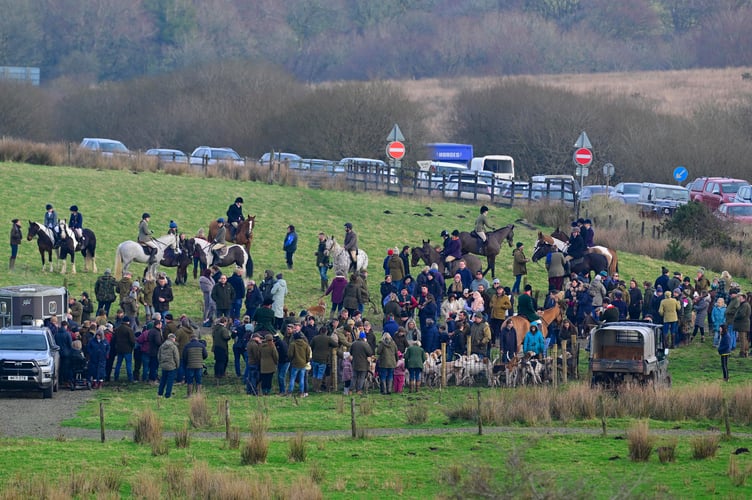 Members of East Cornwall Hunt meet during the East Cornwall Hunt Boxing Day meet at Bolventor, Cornwall on 26th December 2025. - PHOTO: Phil Mingo/PPAUK