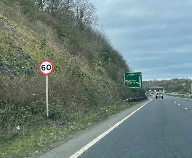 A38 drivers told to slow down as new speed limit takes effect
